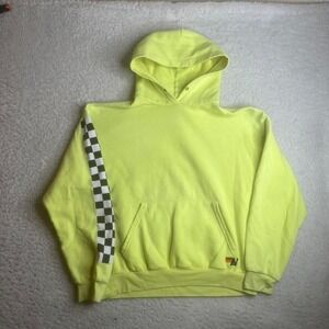 Aviator Nation Relaxed Check Sleeve Pullover Unisex Hoodie neon embroidered M